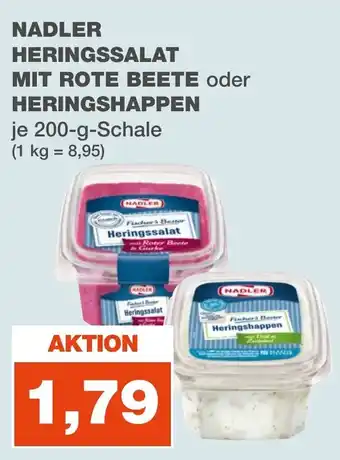 mein real DE NADLER HERINGSSALAT MIT ROTE BEETE oder HERINGSHAPPEN aanbieding