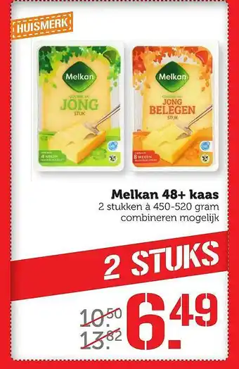 Coop Melkan 48+ kaas 450-520 gram aanbieding