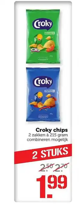 Coop Croky chips 215 gram aanbieding