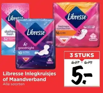 Vomar Voordeelmarkt Libresse maandverband of inlegkruisjes 3st aanbieding