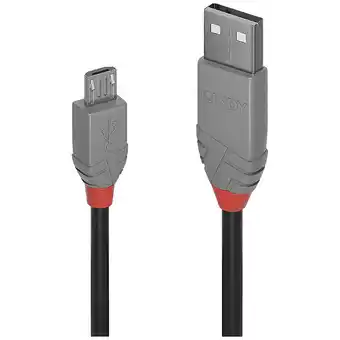 Conrad Lindy usb-kabel usb 2.0 usb-a stekker, usb-micro-b stekker 5.00 m zwart, grijs 36735 aanbieding