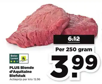 PLUS Plus blonde d'aquitaine biefstuk 250 gram aanbieding