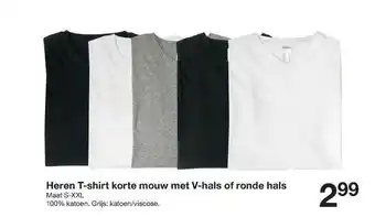 Zeeman Heren t-shirt korte mouw met v-hals of ronde hals aanbieding