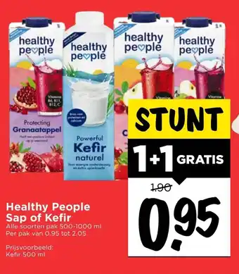 Vomar Voordeelmarkt Healthy People Sap of Kefir 1+1 aanbieding