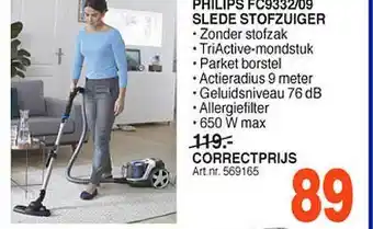 Correct Philips fc9332-09 slede stofzuiger aanbieding