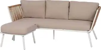 Intratuin Intratuin 3-zits loungebank iris met chaise longue wicker naturel / wit aanbieding