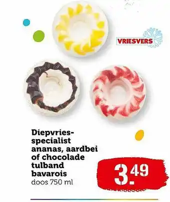 Coop Diepvriesspecialist Ananas, Aardbei Of Chocolade Tulband Bavarois 750ml aanbieding