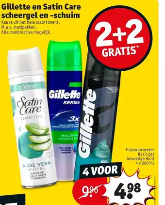 Kruidvat Gillette en Satin Care scheergel en -schuim 200ml aanbieding