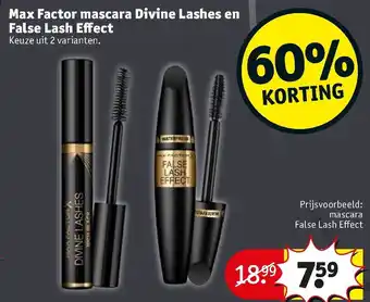 Kruidvat Max Factor mascara Divine Lashes en False Lash Effect aanbieding