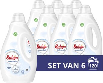 Bol.com Robijn stralend wit vloeibaar wasmiddel - 6 x 20 wasbeurten - voordeelverpakking aanbieding