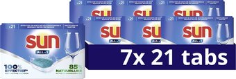 Bol.com Sun all-in 1 normaal vaatwastabletten - 7 x 21 tabletten - voordeelverpakking aanbieding
