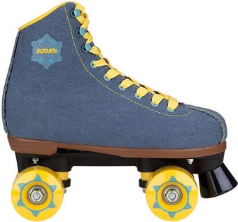 Bol.com Nijdam retro rolschaatsen - denim rebel - denimblauw/geel - 36 aanbieding