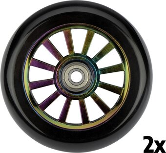 Bol.com Black dragon stuntstep wielen set - spoked plastic - neo chrome aanbieding