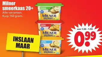 Dirk Milner Smeerkaas 20+ 150g aanbieding