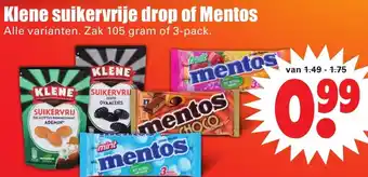 Dirk Klene suikervrije drop of Mentos aanbieding