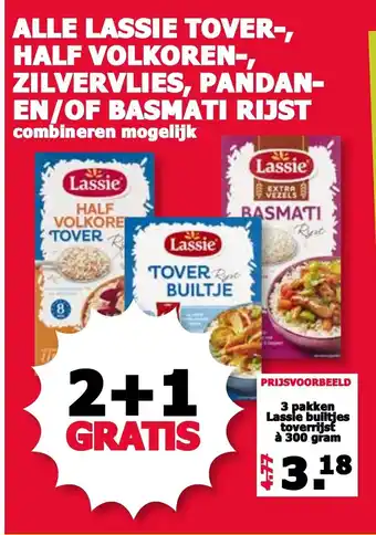 MCD Supermarkt Lassie Zilvervlies-, Tover-, half volkoren-, pandan- en/of basmatirijst 2+1 aanbieding