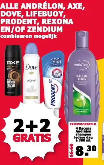 MCD Supermarkt Andrelon, Axe, Dove, Lifebuoy, Rexona, Prodent of Zendium 2+2 aanbieding