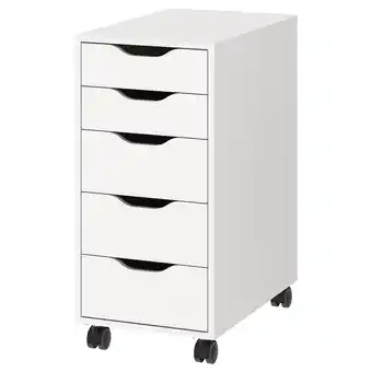 IKEA Alex ladeblok op wielen, wit/zwart, 36x76 cm aanbieding