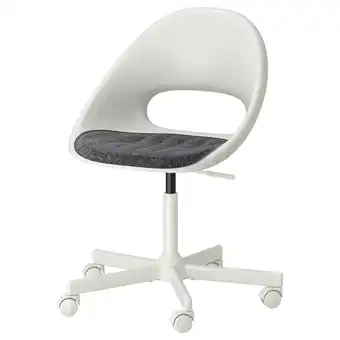 IKEA Loberget / malskär draaistoel + zitkussen, wit/donkergrijs aanbieding