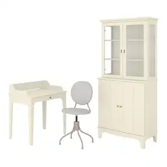 IKEA Lommarp/björkberget bureau- en opbergcombinatie, en draaistoel beige aanbieding