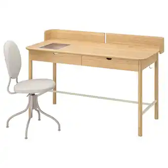 IKEA Ridspö / björkberget bureau en stoel, eiken beige aanbieding