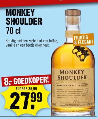 Dirck 3 Monkey shoulder aanbieding