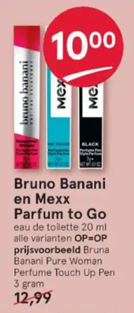 Etos Bruno Banani en Mexx Parfume to Go 3g aanbieding