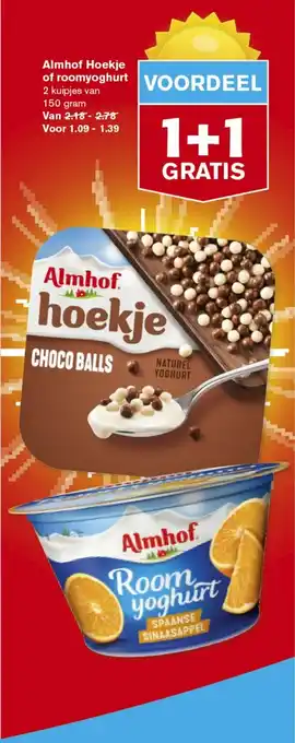 Hoogvliet Almhof Hoekje of roomyoghurt 150g aanbieding