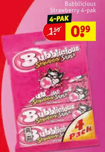 Kruidvat Bubblicious Strawbery 4-pak aanbieding