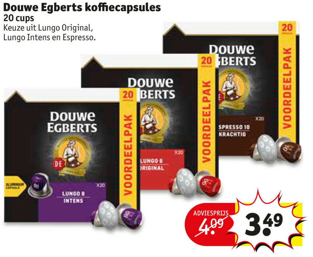 Douwe Egberts koffiecapsules 20cups aanbieding bij Kruidvat