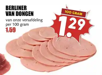 De Boerenschuur BERLINER VAN DONGEN van onze versafdeling per 100 gram aanbieding