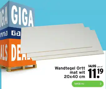 GAMMA Wandtegel Ortt mat wit 20x40 cm aanbieding