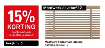 Karwei Maatwerk horizontale jaloezie bamboe naturel aanbieding