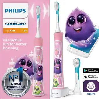 Bol.com Philips sonicare for kids hx6352/42 - elektrische tandenborstel - roze aanbieding
