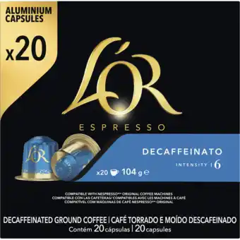 Jumbo L'or espresso decaffeinato koffiecups voordeelpak 20 stuks aanbieding