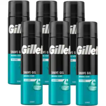 Jumbo Gillette classic sensitive scheergel, 6 x 200ml aanbieding