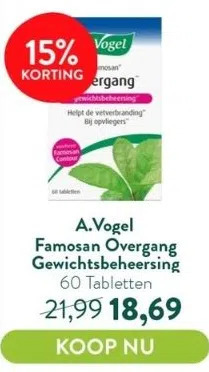 Holland & Barrett Famosan overgang gewichtsbeheersing aanbieding