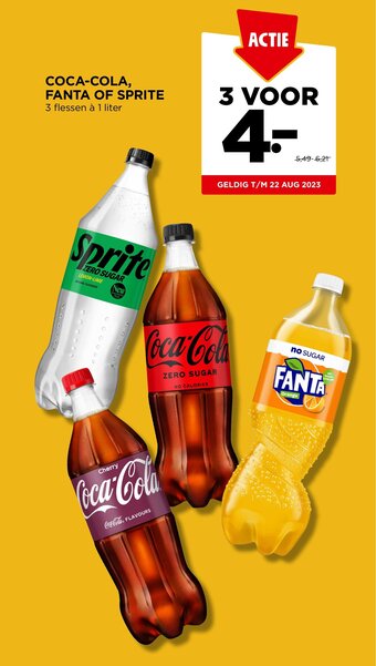 Jumbo COCA-COLA, FANTA OF SPRITE 3 flessen à 1 liter aanbieding