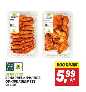 Dekamarkt DEKAVERS SCHARREL KIPWINGS OF KIPDRUMMETS Gekruid. 800g aanbieding