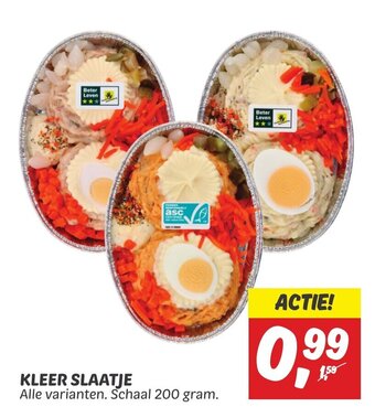 Dekamarkt KLEER SLAATJE Alle varianten. Schaal 200 gram. aanbieding