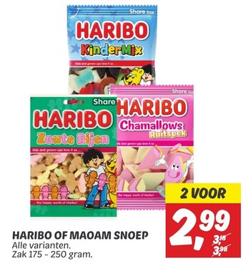 Dekamarkt HARIBO OF MAOAM SNOEP Alle varianten. Zak 175-250 gram. aanbieding