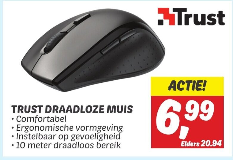 Trust Zaya Oplaadbare Draadloze Muis - Zwart Met USB-C Opladen En Opbergbare Ontvanger