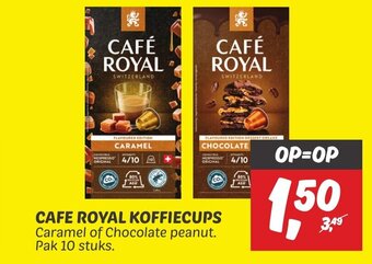 Dekamarkt CAFE ROYAL KOFFIECUPS Caramel of Chocolate peanut. Pak 10 stuks. aanbieding