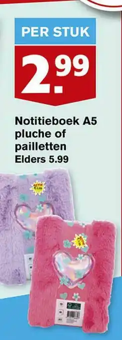 Hoogvliet Notitieboek a5 pluche of pailletten aanbieding