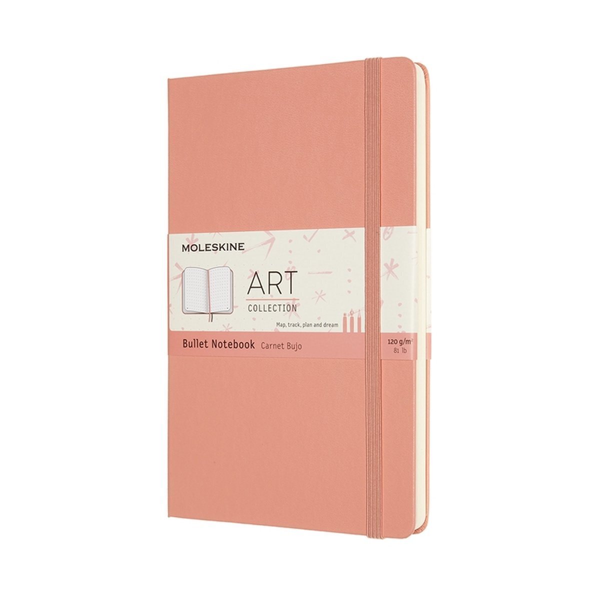 Moleskine art bullet journal large hardcover koraal roze