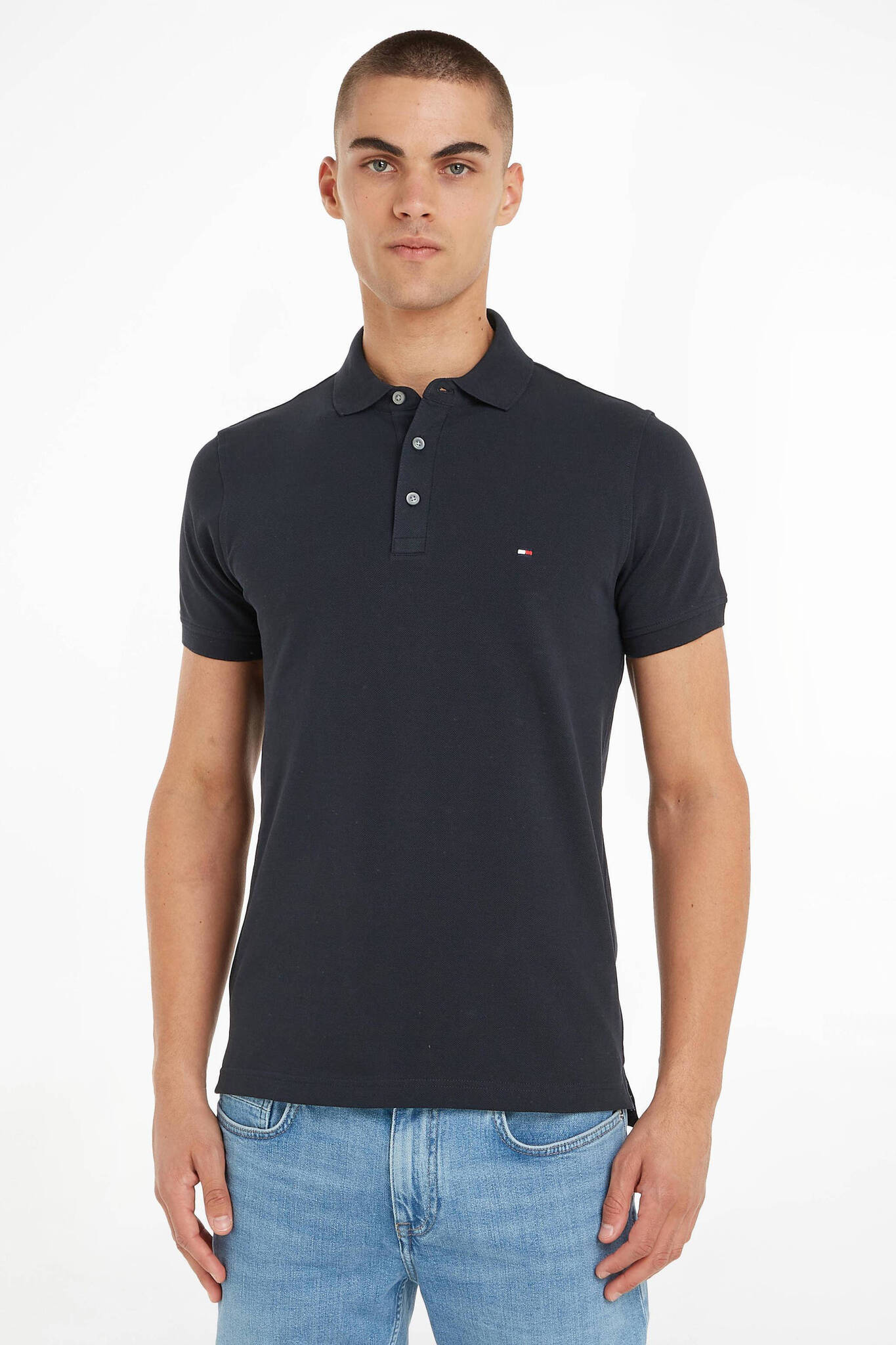 Tommy Hilfiger Slim Fit Polo Core 1985 Donkerblauw Aanbieding Bij Wehkamp