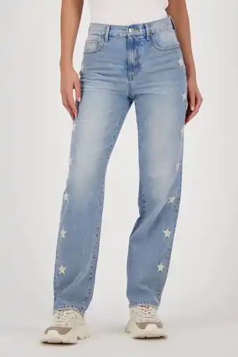 Wehkamp Raizzed high waist straight fit jeans sunset star met sterren light blue stone aanbieding