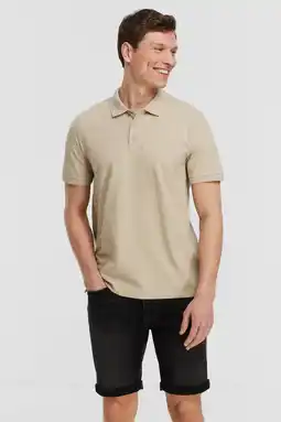 Wehkamp Anytime piqué polo beige aanbieding