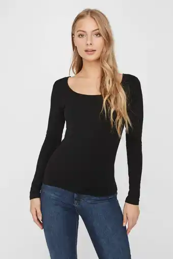 Wehkamp Vero moda longsleeve vmmaxi met biologisch katoen zwart aanbieding