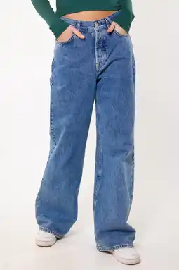 Wehkamp America today high waist wide leg jeans medium blue denim aanbieding